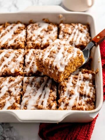 Pumpkin Crumb Coffee Cake with Vanilla Icing Recipe