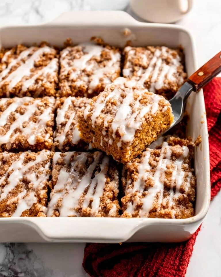 Pumpkin Crumb Coffee Cake with Vanilla Icing Recipe