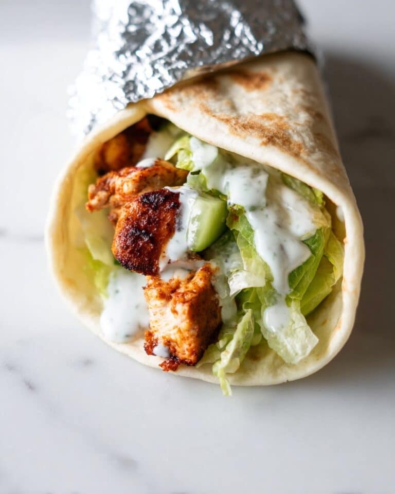 Mediterranean Chicken Wraps with Garlicky Yogurt Sauce and Hummus Recipe