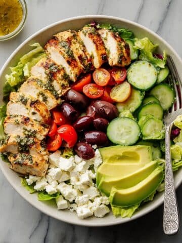 Grilled Chicken Salad with Feta, Olives, and Avocado Recipe