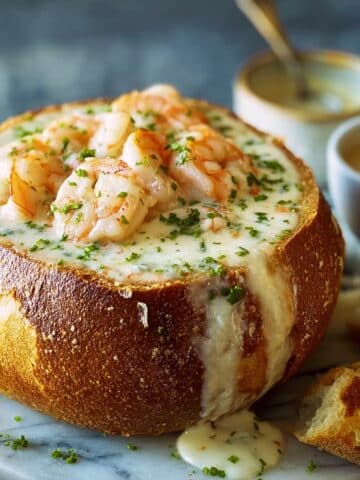 Best Stuffed Seafood Bread Bowl with Shrimp, Crab, and Scallops Recipe