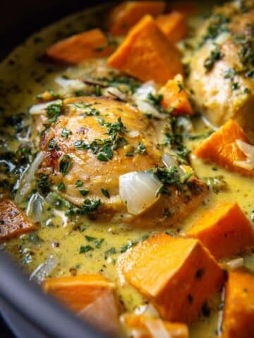 Crockpot Coconut Chicken Curry with Crispy Shallot Basil Oil Recipe