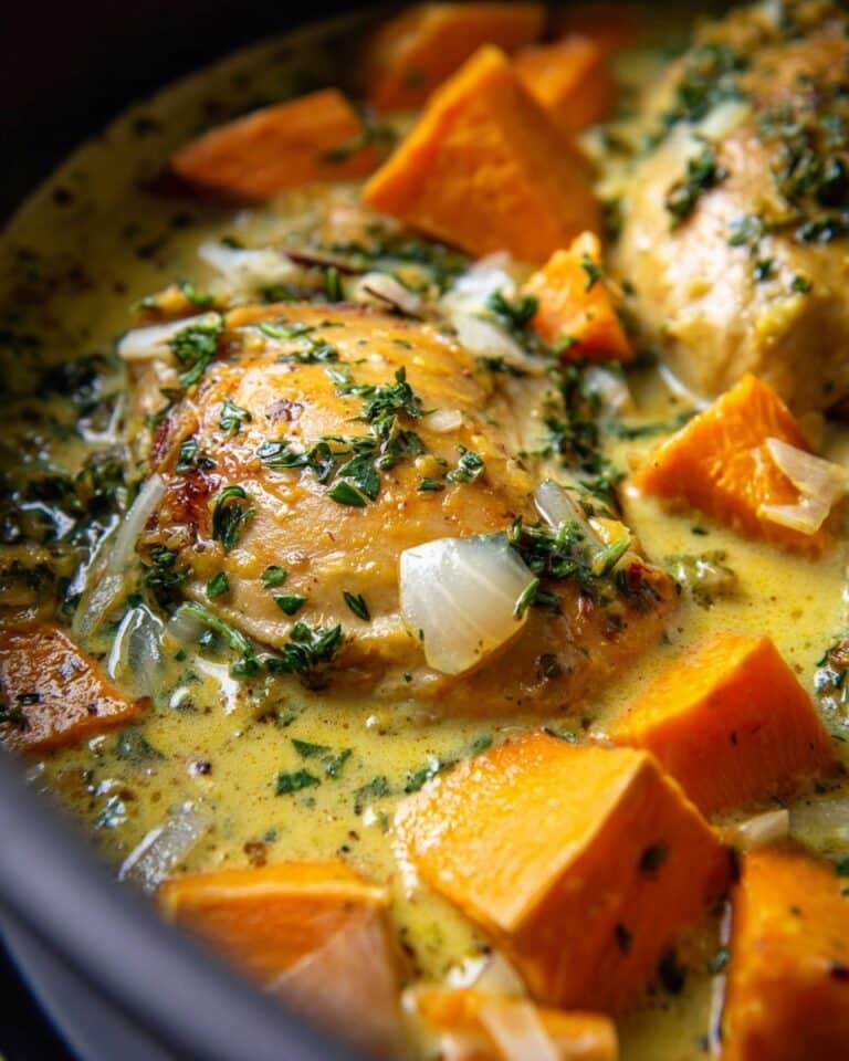 Crockpot Coconut Chicken Curry with Crispy Shallot Basil Oil Recipe
