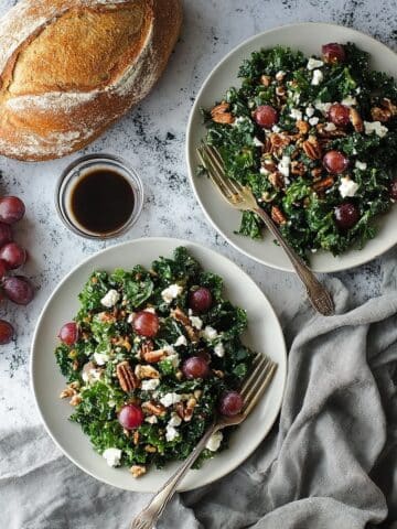 Roasted Grape and Farro Kale Salad Recipe