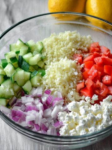 Keto Greek Cauliflower Rice with Feta, Dill, and Vegetables Recipe