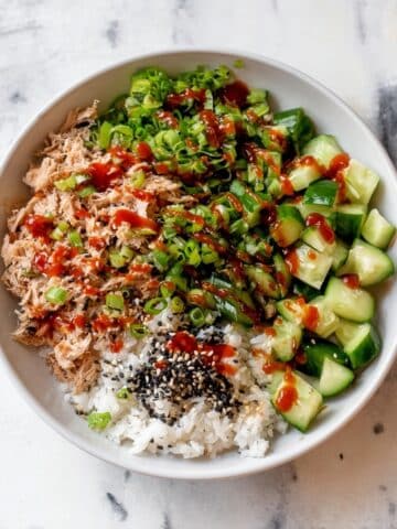 Spicy Canned Salmon Salad Rice Bowl Recipe