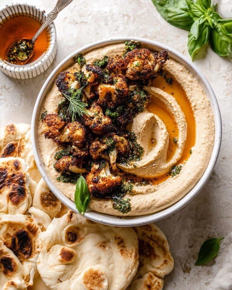 Crispy Roasted Cauliflower Hummus with Chili Herb Oil Recipe