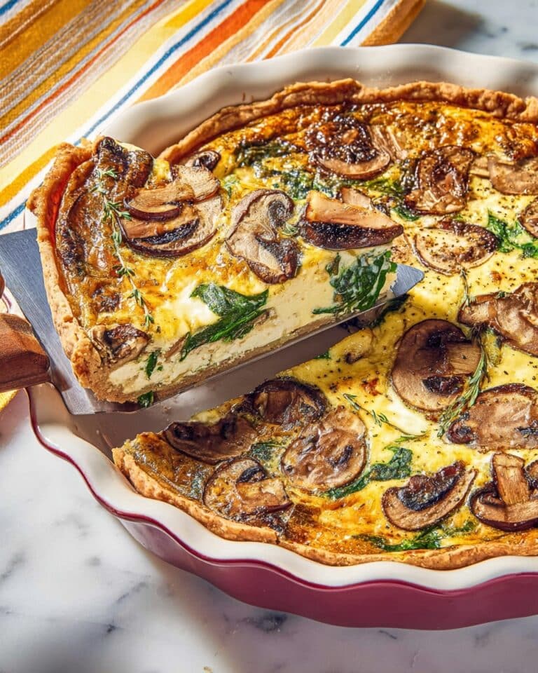 Crustless Spinach and Mushroom Quiche Recipe