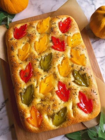 Fall Focaccia with Bell Pepper “Maple Leaves” Recipe