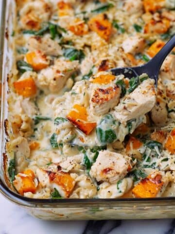 Boursin Orzo Bake with Chicken and Veggies Recipe