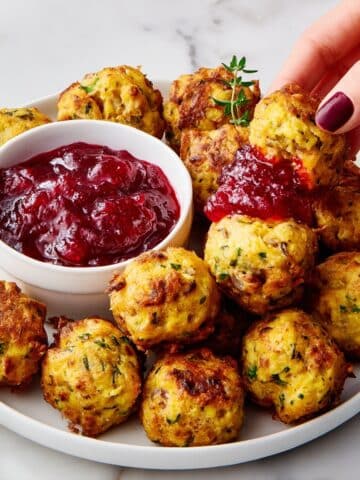 Sausage Stuffing Bites with Cranberry Sauce Recipe