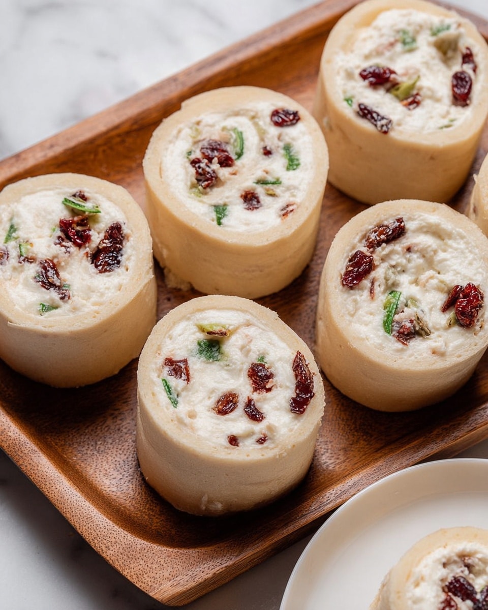 A round white bowl holds a creamy white mixture with pieces of dark red dried fruit and small green herbs spread evenly throughout. The texture looks soft and thick, with some swirled patterns from stirring. A light blue spatula rests inside the bowl on the right, coated with some of the mixture. The bowl is placed on a white marbled surface that adds a clean and bright background to the scene. photo taken with an iphone --ar 4:5 --v 7