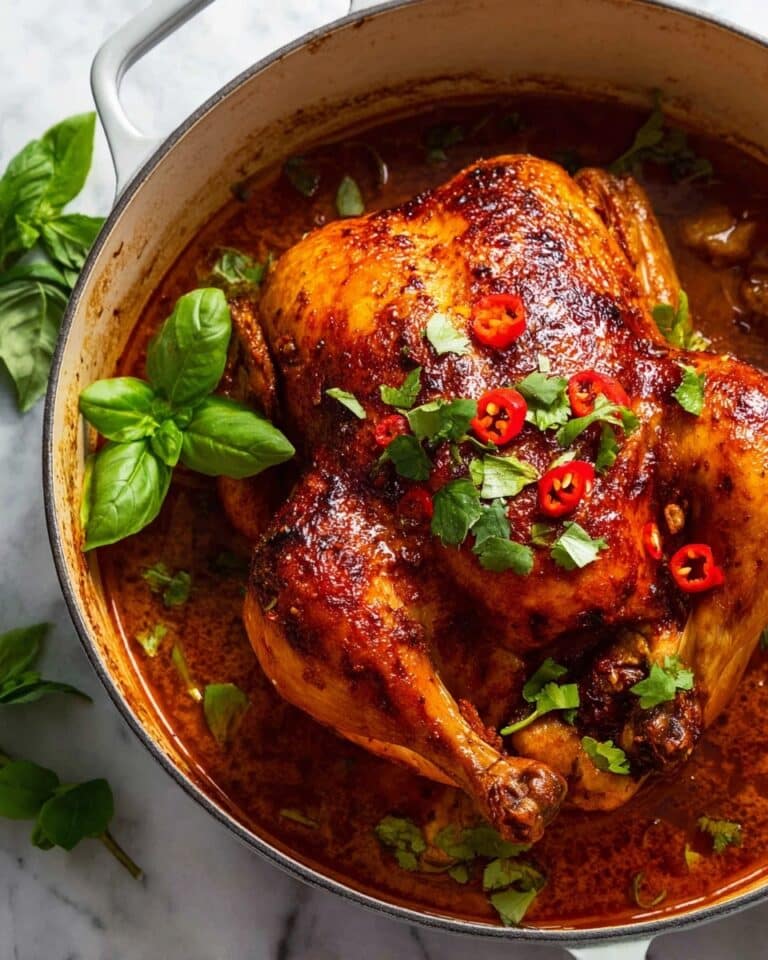 Thai Red Curry Pot Roast Chicken with Potatoes, Beans, and Basil Recipe