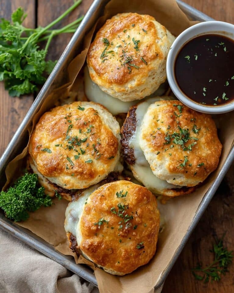 French Dip Biscuits with Caramelized Onions and Roast Beef Recipe