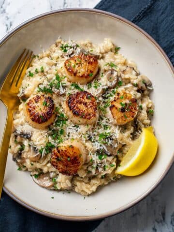 Lemon Butter Scallops Over Parmesan Risotto Recipe