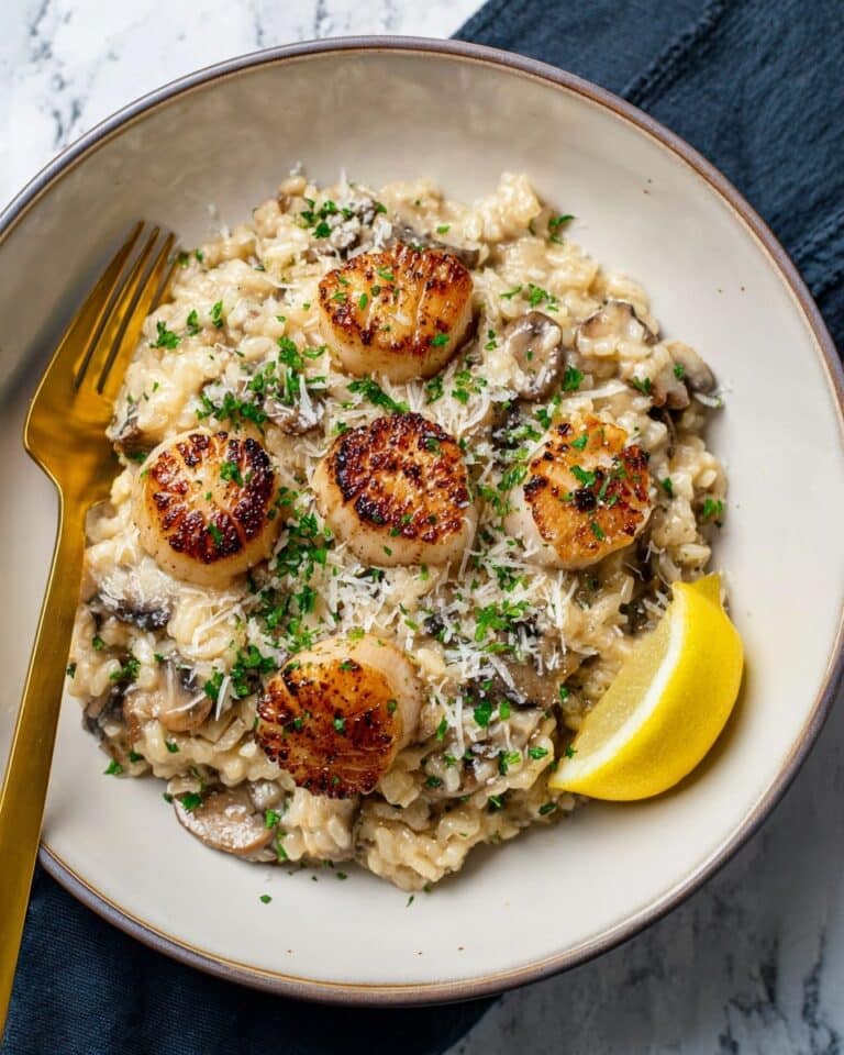 Lemon Butter Scallops Over Parmesan Risotto Recipe