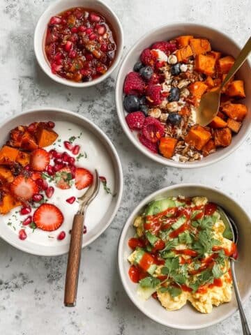 Sweet Potato Breakfast Bowl with Sweet and Savory Variations Recipe