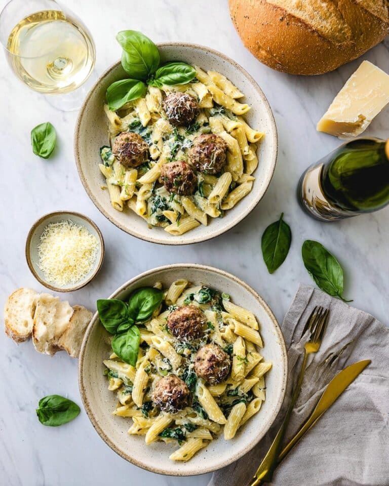 Chicken Ricotta Meatballs and Penne Alfredo Recipe