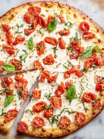 Bruschetta Pizza with Yogurt Dough and Fresh Tomato-Basil Toppings Recipe