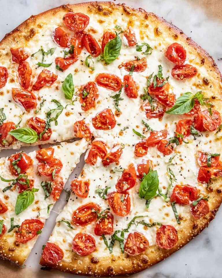 Bruschetta Pizza with Yogurt Dough and Fresh Tomato-Basil Toppings Recipe
