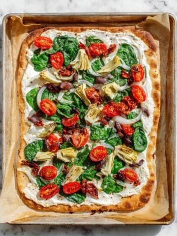 Greek-Style Flatbread Pizza with Artichokes, Spinach, and Feta Recipe