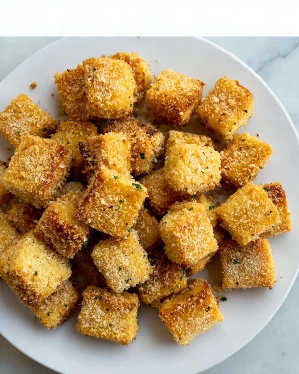 A white triangular bowl filled with thick, smooth red sauce is placed on the left side of a white rectangular plate with rounded edges. On the right side of the plate, there is a pile of small, golden-brown, crispy bite-sized pieces with a rough, crunchy texture. The plate sits on a white marbled surface. photo taken with an iphone --ar 4:5 --v 7