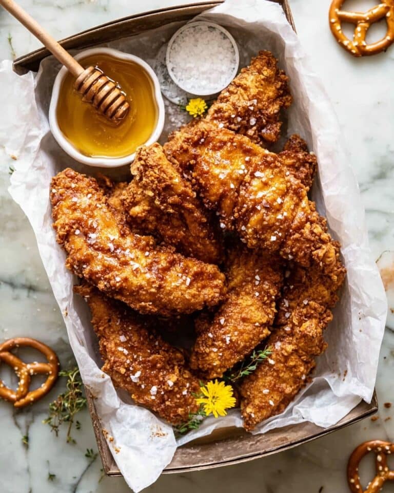 Baked Hot Honey Mustard Pretzel Chicken Fingers Recipe