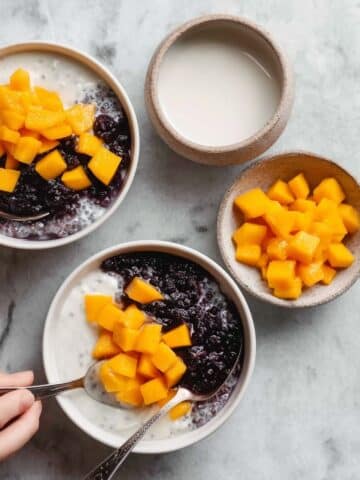 Black Rice Pudding with Coconut Milk and Fresh Mango Recipe