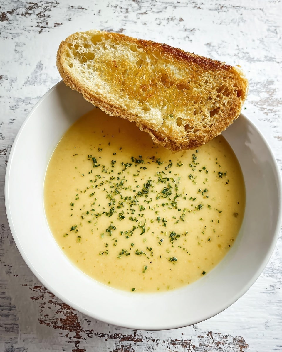 A close-up view of a white bowl filled with creamy soup that is light yellow in color with a smooth texture. The soup is garnished with small green herbs scattered on the top, adding color contrast. The bowl is placed on a white marbled texture surface, which gives a clean and bright look. The soup layer is even and thick, covering the whole inside of the bowl. photo taken with an iphone --ar 4:5 --v 7