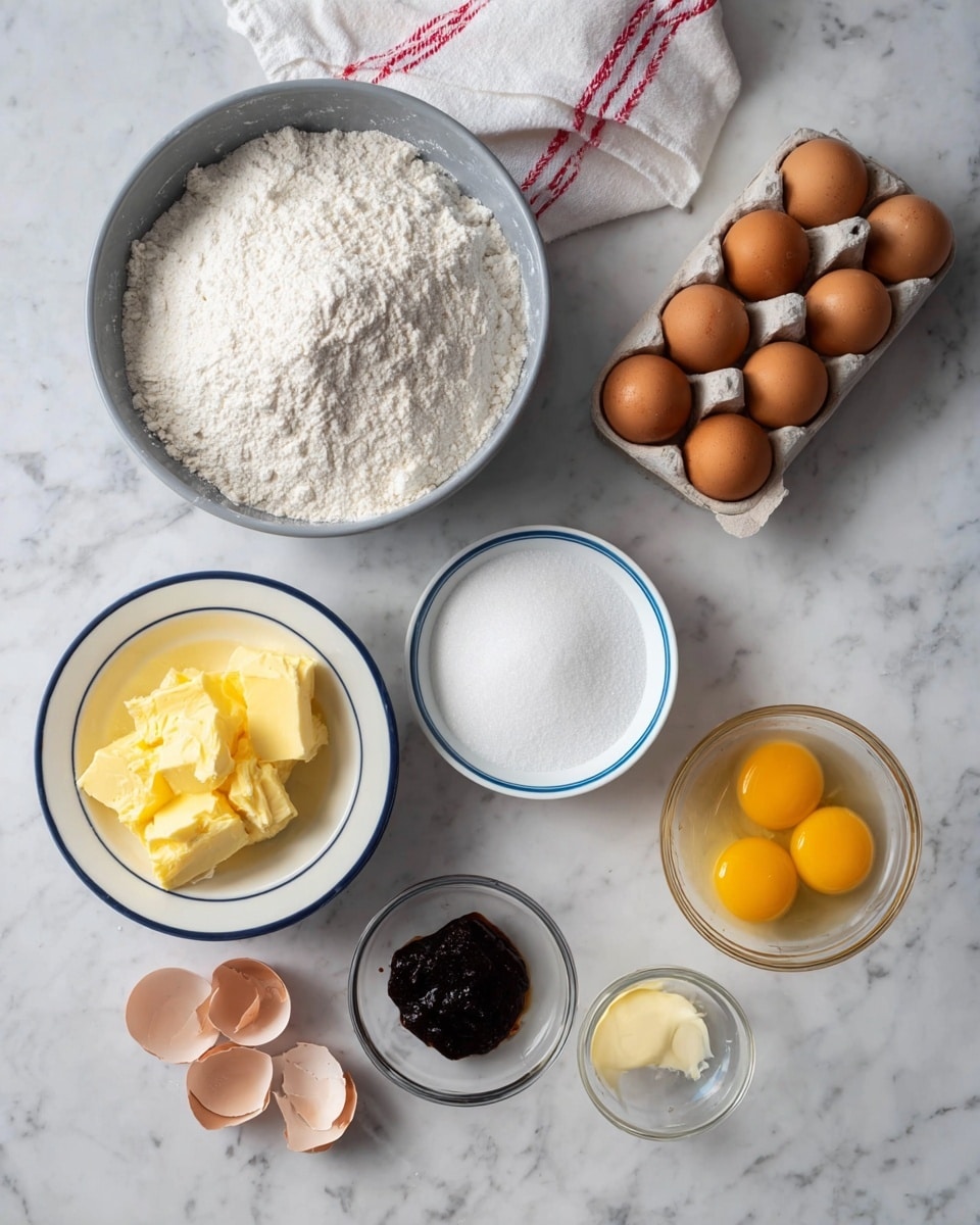 A mix of freshly baked cookies in different shapes like hearts, circles, and cameras are spread on light brown parchment paper over a white marbled surface. Some cookies rest on a black cooling rack set inside a silver baking tray. A small white dish filled with powdered sugar sits near the cookies with a metal sifter on top, some sugar scattered around lightly dusting the cookies. The cookies have a golden brown color and a slightly rough texture, showing a simple homemade style. photo taken with an iphone --ar 4:5 --v 7