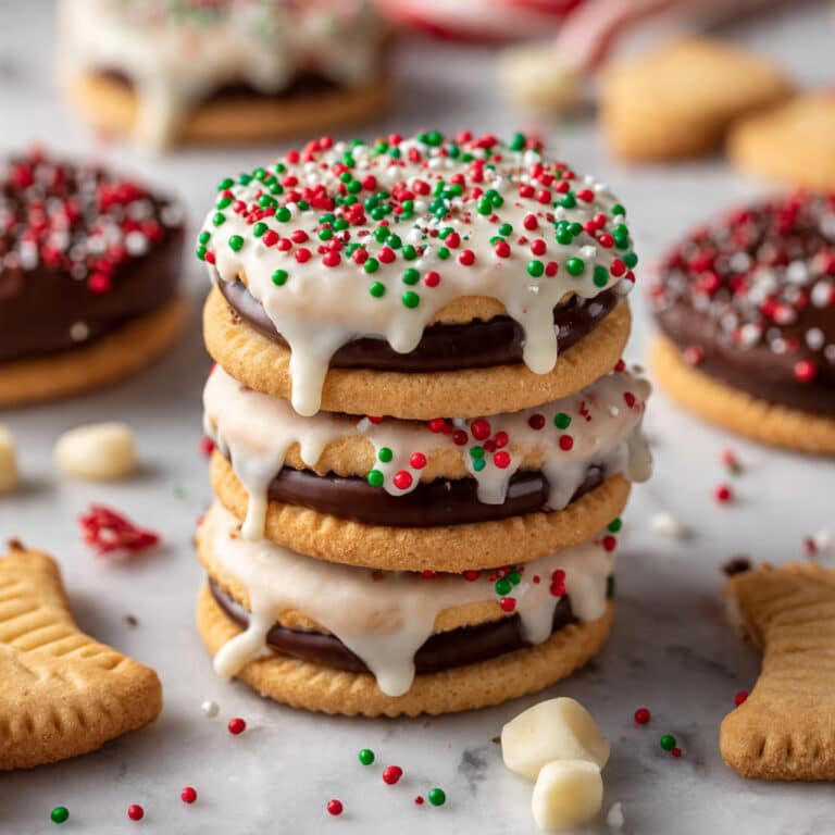 White Chocolate Nutella Ritz Crackers Cookies with Peppermint and Holiday Sprinkles Recipe