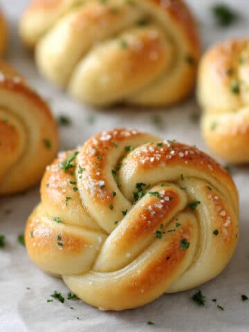 Knotted Butter Rolls with Optional Garlic Variant Recipe