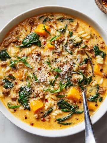 Butternut Squash and Sausage Orzo Soup Recipe