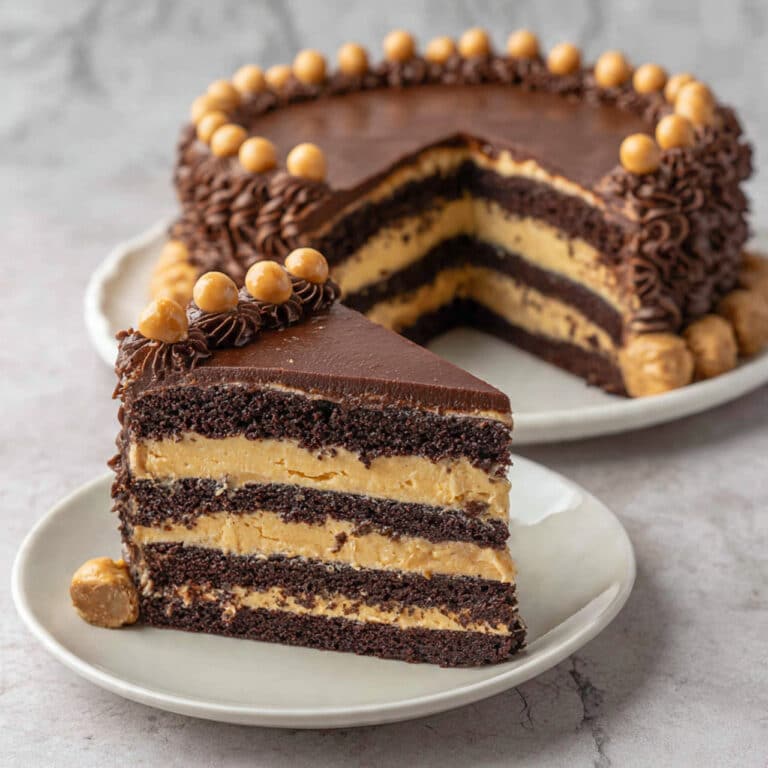 Chocolate Chestnut Cake with Mousse, Ganache, and Chocolate Garnish Recipe