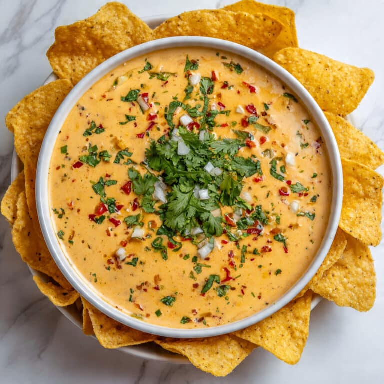 Cheesy Queso Dip with Tomatoes, Green Chiles, and Cilantro Recipe