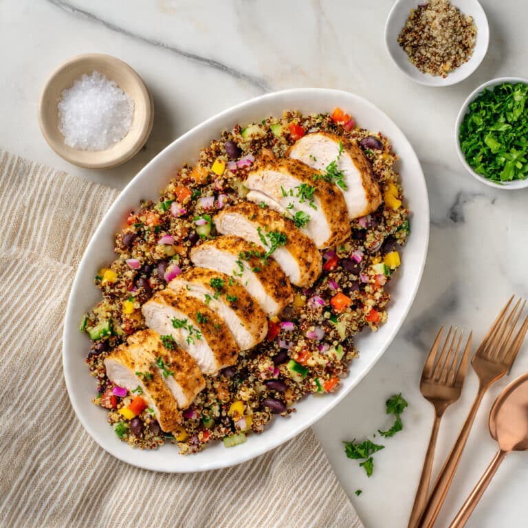 Chicken Quinoa Salad with Fresh Veggies and Lemon Dressing Recipe