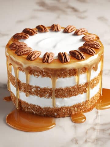 Maple Brown Butter Layer Cake with Maple Bourbon Glaze and Pecan Topping Recipe