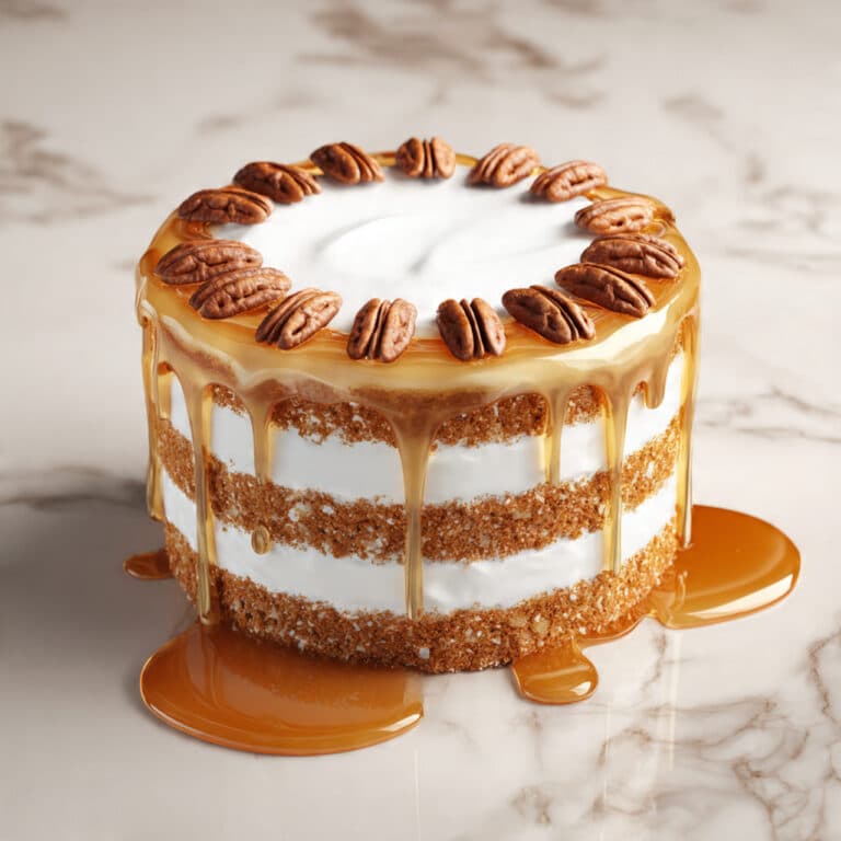 Maple Brown Butter Layer Cake with Maple Bourbon Glaze and Pecan Topping Recipe