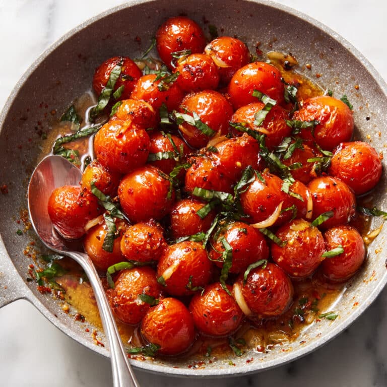 Quick & Easy Blistered Cherry Tomatoes with Basil Recipe