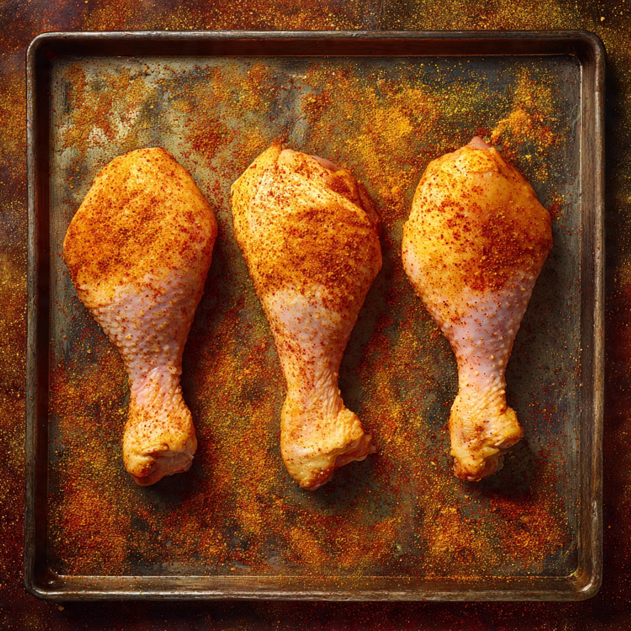 The image shows three pieces of grilled chicken legs placed on a white speckled plate resting on a white marbled surface. The chicken legs have a golden brown, slightly charred skin with visible black pepper seasoning and crispy texture. Each leg shows a clear bone sticking out from the bottom, with some darker, crispier spots near the tips. The background is softly blurred, focusing on the well-cooked and seasoned chicken legs arranged natural and rustic. photo taken with an iphone --ar 4:5 --v 7