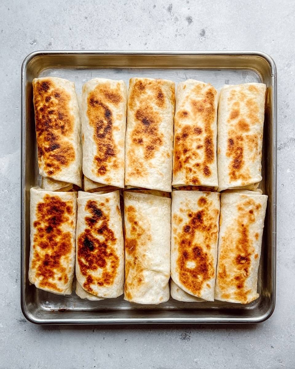 The image shows nine wrapped burrito halves placed closely on a white marbled background. Each burrito has a soft pale tortilla exterior that holds layers inside, starting with a base of light brown cooked ground meat mixed with small bits of onions. Bright yellow scrambled eggs are spread throughout the burrito interiors, adding a fluffy texture. Fresh green slices of avocado and scallions are scattered inside and on top, creating a fresh and crisp look. Chopped red tomatoes and bits of white onions add pops of color and texture. Fresh green cilantro leaves are sprinkled on top and between the burritos, completing the layered look with vibrant, natural colors. photo taken with an iphone --ar 4:5 --v 7