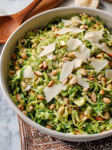 Shaved Brussels Sprouts Salad with Toasted Pine Nuts and Parmesan Recipe