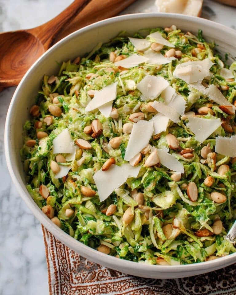 Shaved Brussels Sprouts Salad with Toasted Pine Nuts and Parmesan Recipe