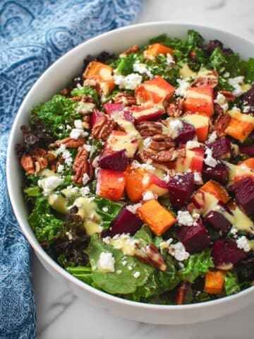 Fall Harvest Salad with Roasted Vegetables and Tahini Dressing Recipe