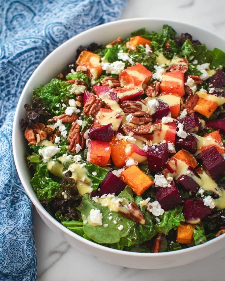 Fall Harvest Salad with Roasted Vegetables and Tahini Dressing Recipe