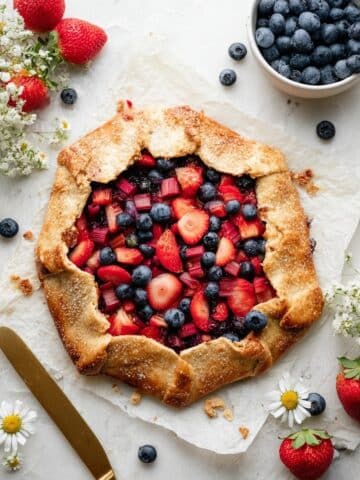 Strawberry Blueberry Galette with Rhubarb (Gluten-Free Option) Recipe