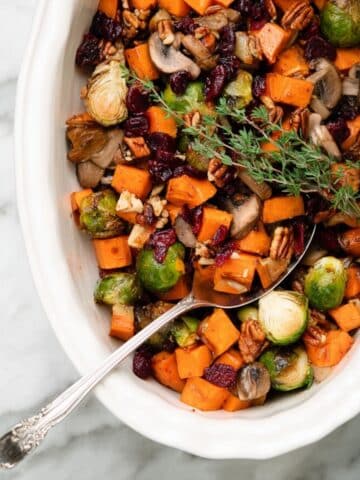 Sweet Potato Unstuffing with Dried Cherries, Pecans, and Aromatic Herbs Recipe