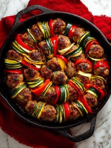 Moroccan Spiral Meatball Zucchini Bake Recipe