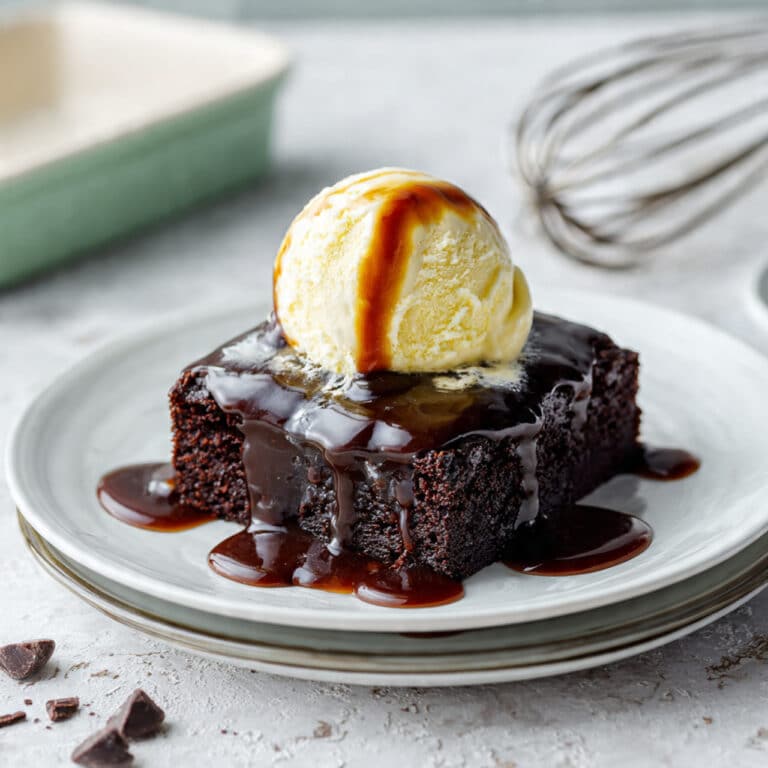 Chocolate Sticky Toffee Pudding with Homemade Chocolate Sauce and Ice Cream Recipe