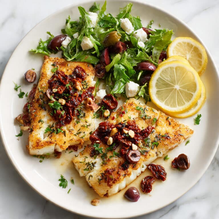 Greek Baked Tilapia with Olive Tapenade and Mediterranean Salad Recipe